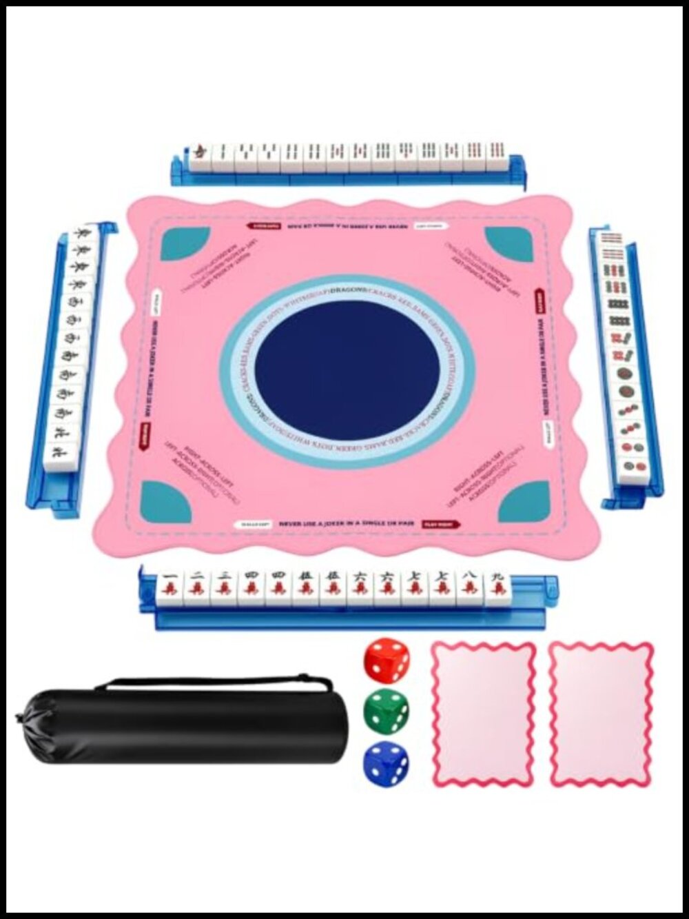 American Mahjong Mat Set - 31.5" with 4 Racks & Bag